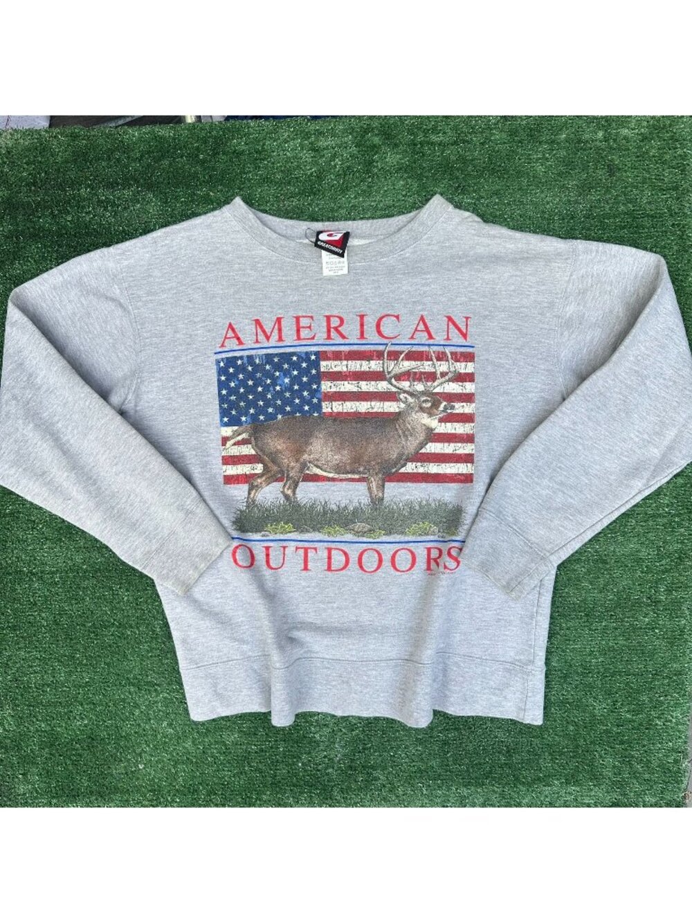 Vintage Y2K American Outdoor Deer Hunting Sweatshirt Gray M Gorpcore Nature USA
